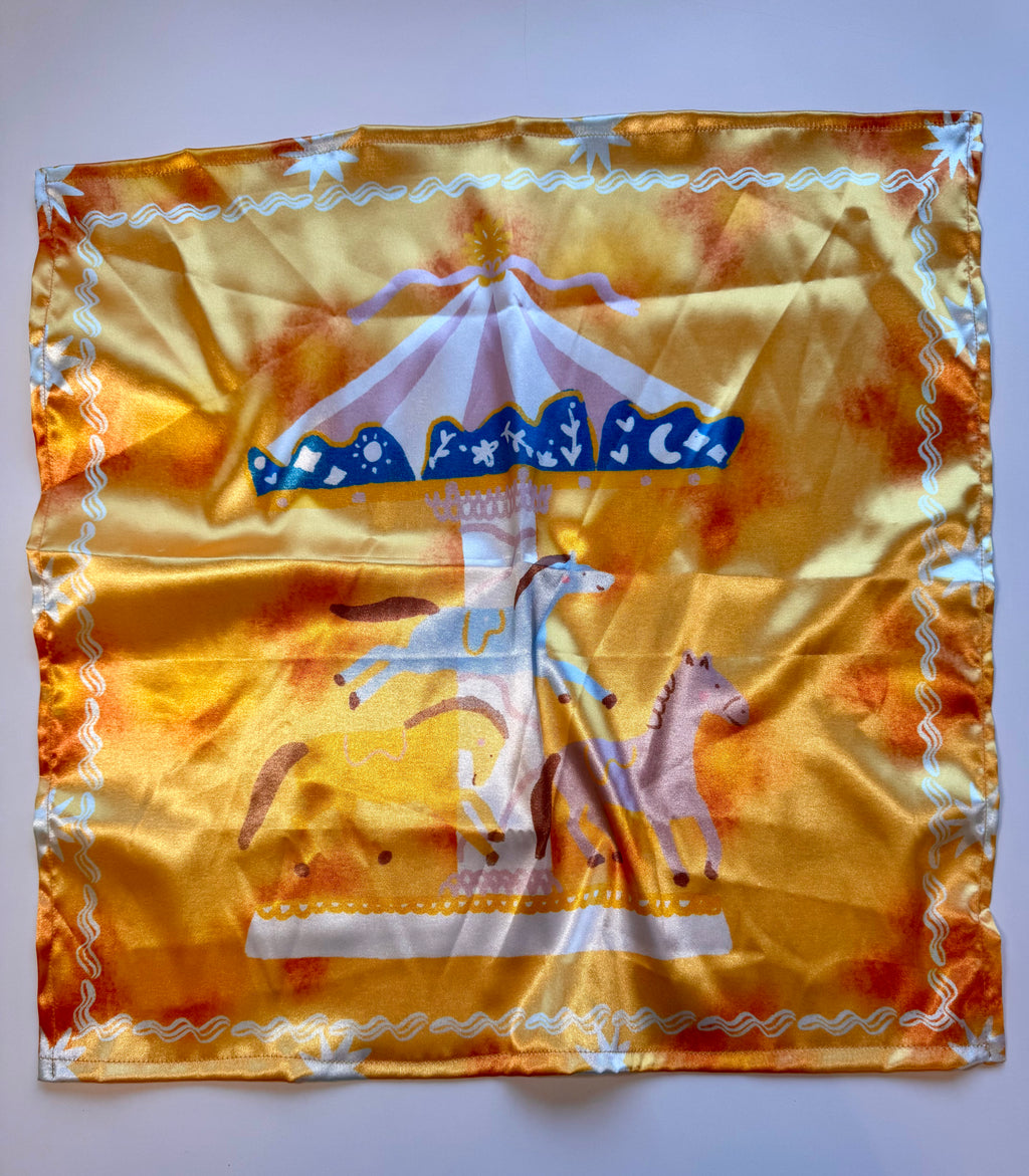 Orange Carousel Scarf with Removable Ribbon ties