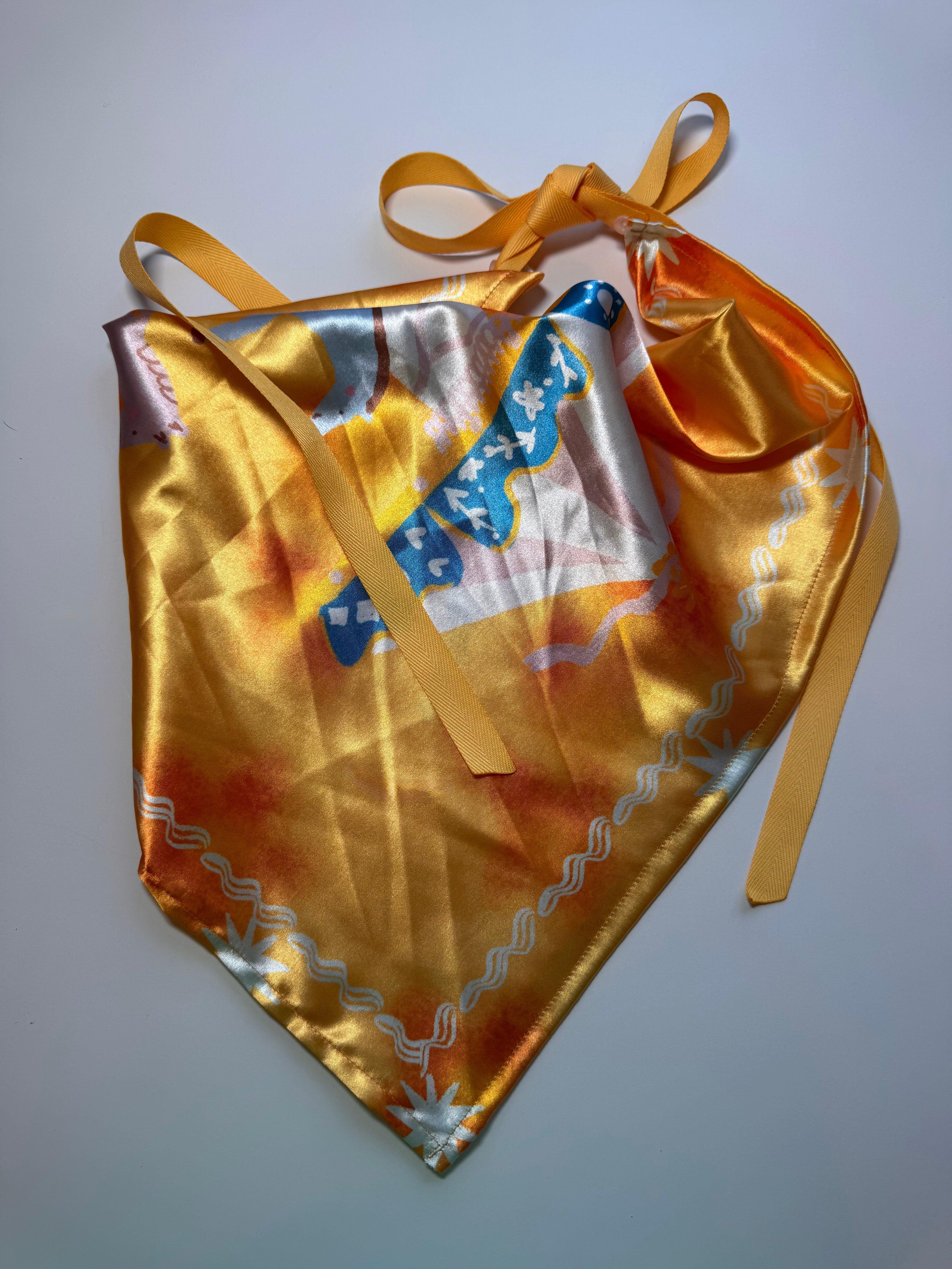 Orange Carousel Scarf with Removable Ribbon ties