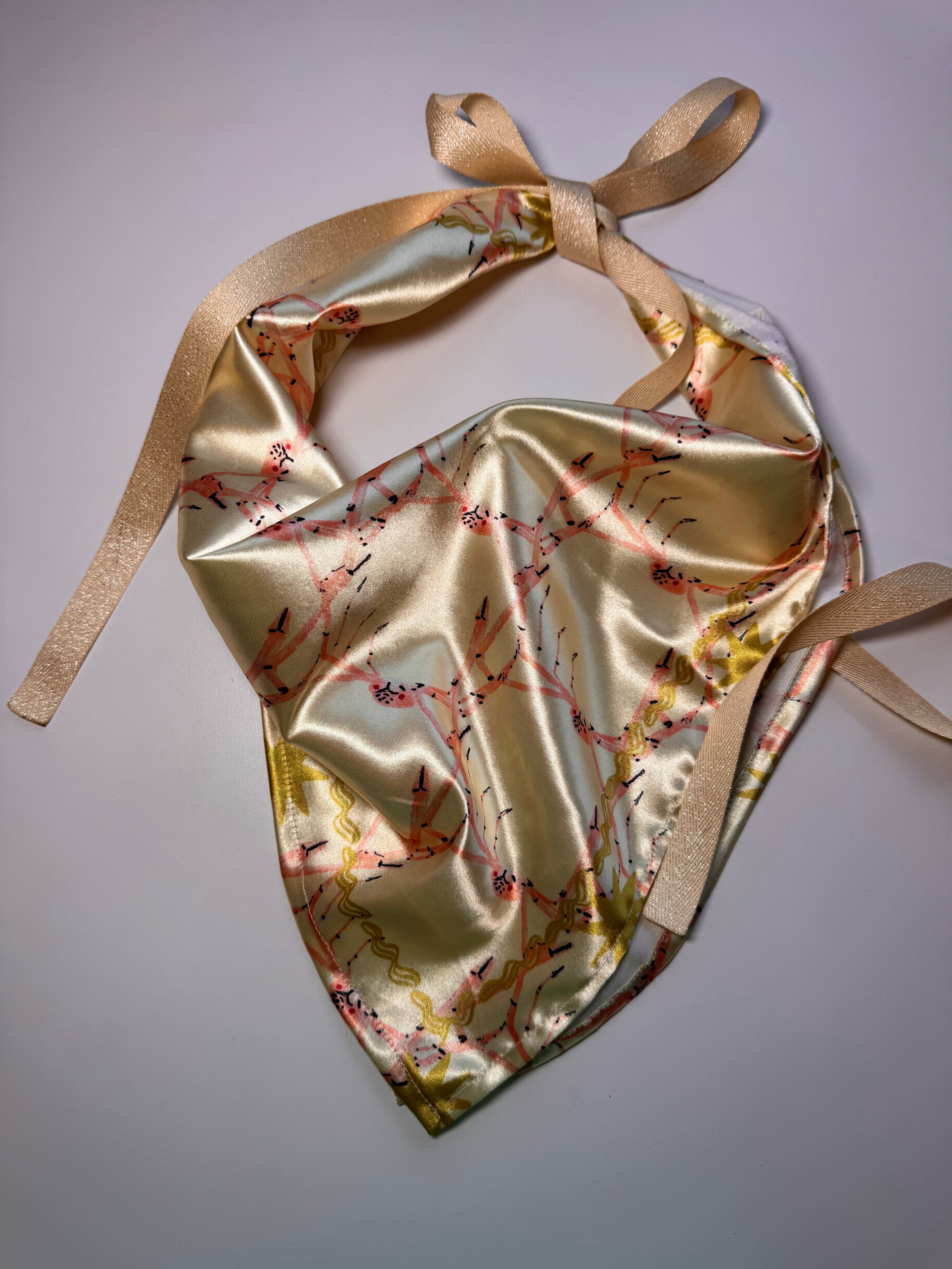 Crab Multifunctional Scarf with Removable Ribbon Ties