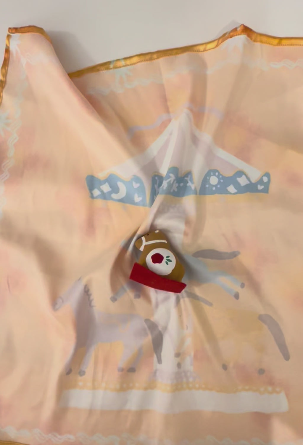 Orange Carousel Scarf with Removable Ribbon ties